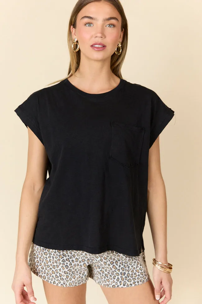 Teacher Chic All Washed Up Black Knit Pocket Tee