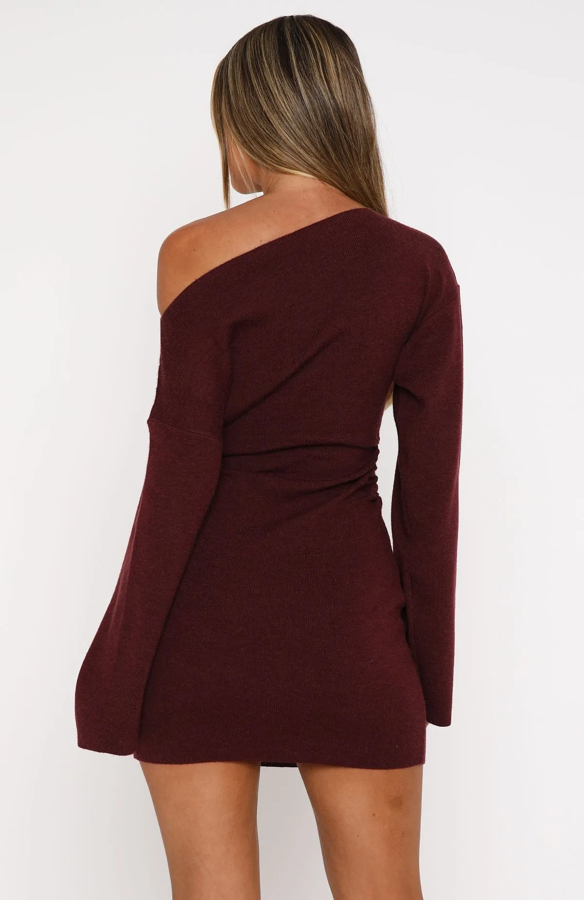 Polished Wear Refined Mood Strange World Long Sleeve Mini Dress Burgundy