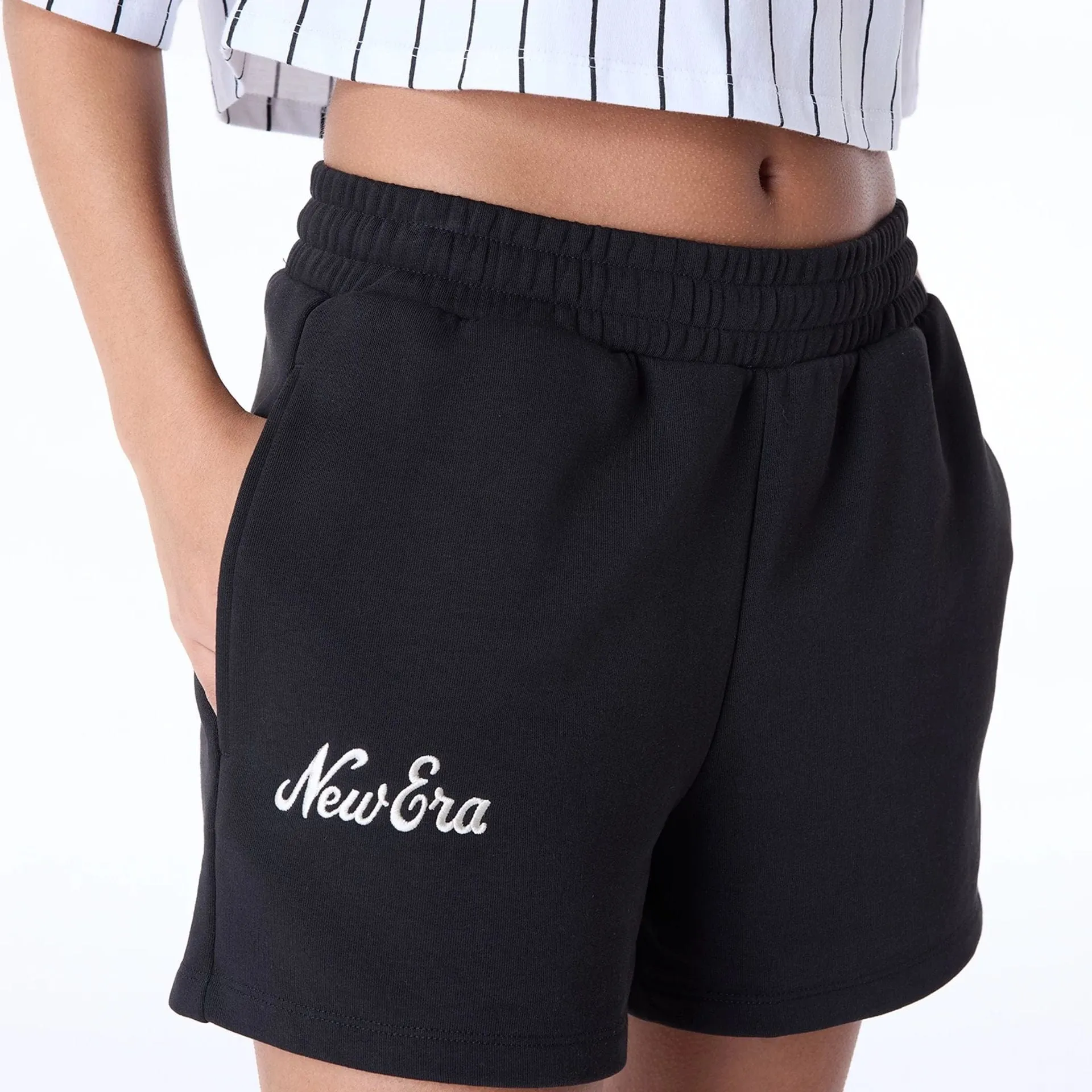 Womens New Era Script Black Shorts Fun Colors On-The-Go Style