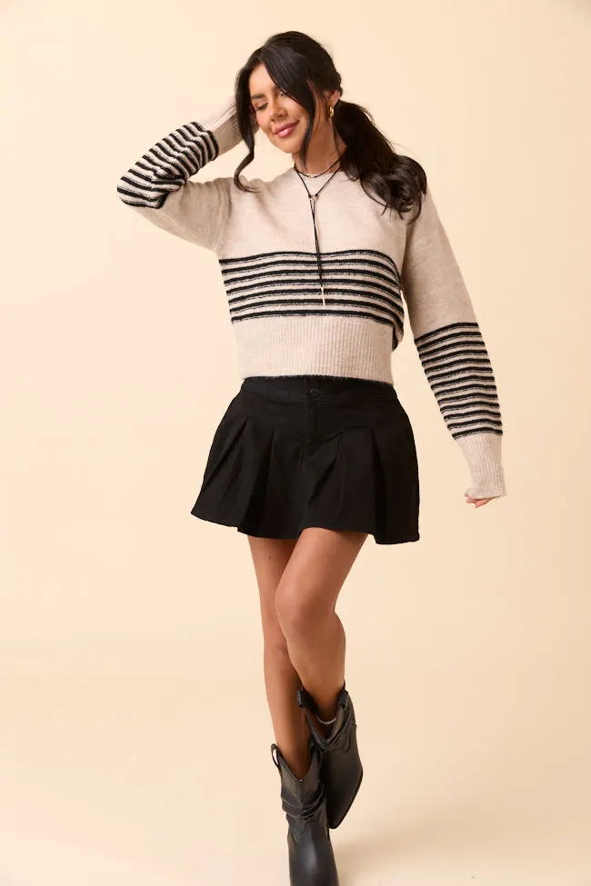 AbrasiveReinforcedZones Windproof Outer Layer Zari Grey and Black Striped Sweater