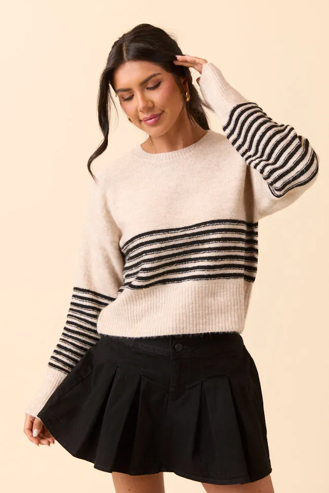 Zari Grey and Black Striped Sweater Family Style