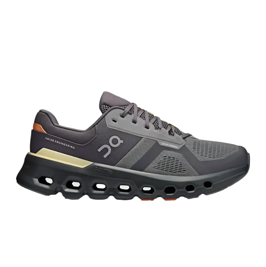 On Mens Trainer Cloudrunner 2 Rock/Tangerine Minimalist Profile
