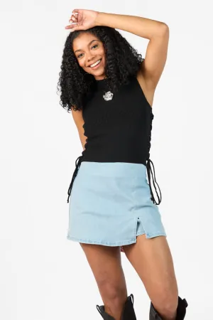 Strike The Right Note Black Corset Side Detail Sweater Tank LightweightWeave