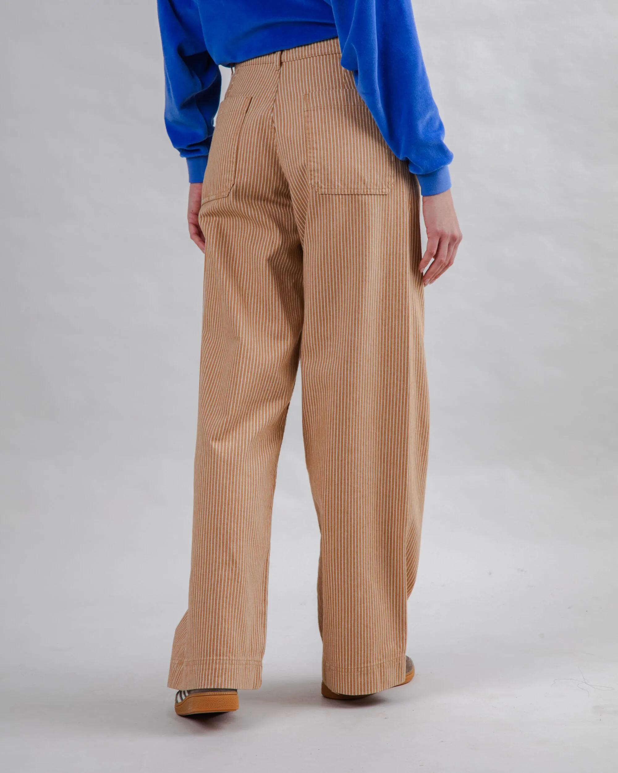 Fashion Fit Stripes Straight Leg Pants Camel