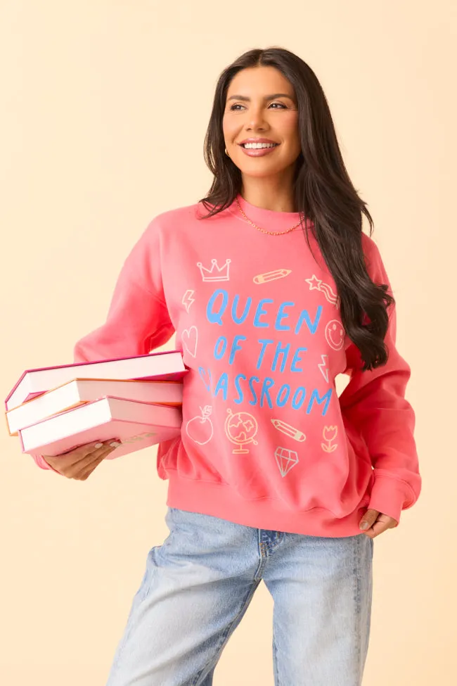 Queen Of The Classroom Light Red Graphic Sweatshirt WeightlessLayeringPiece