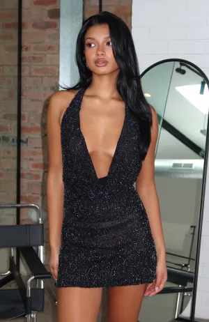By Candlelight Beaded Mini Dress Black Refined Form Versatile Wear