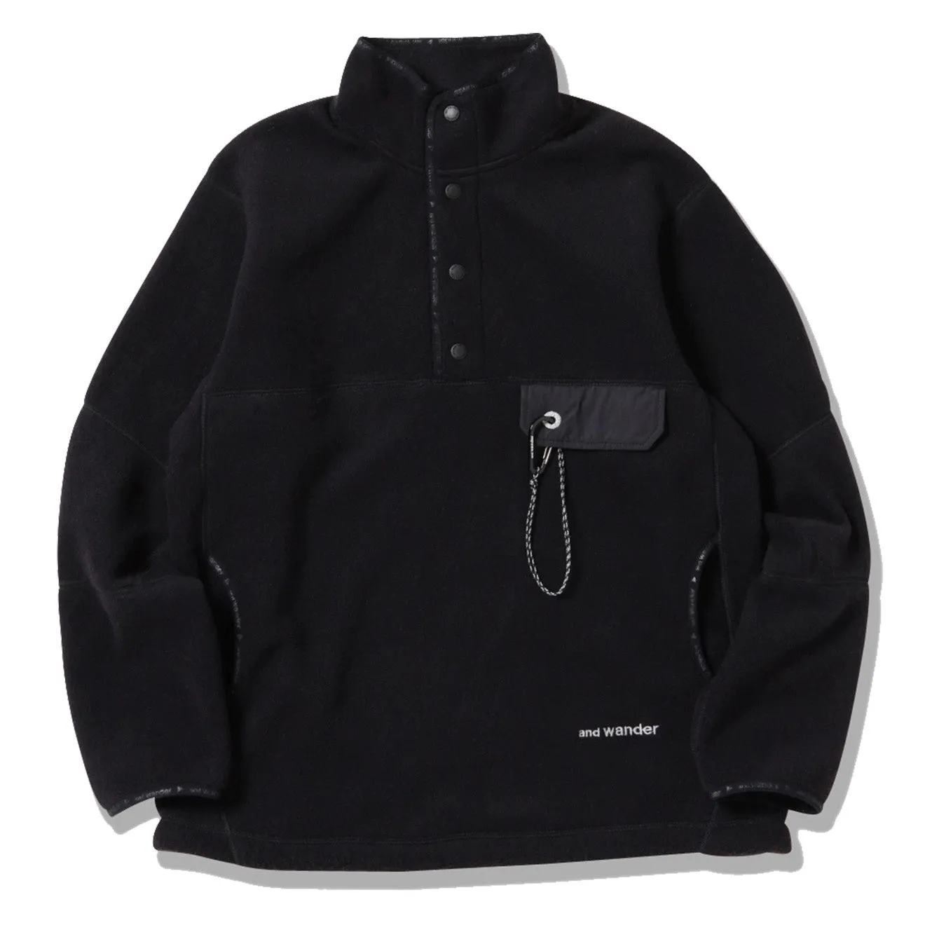 And Wander Wool Fleece Pullover Black Wind Safe