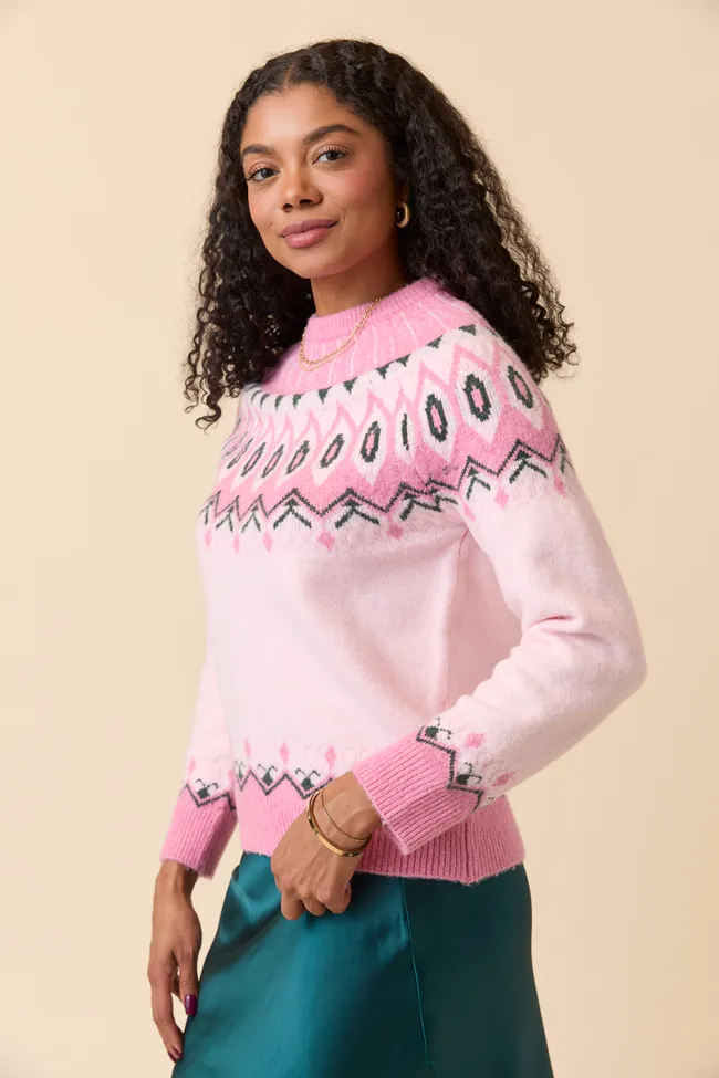 Isadora Pink Fair Isle Sweater SmoothInnerLining