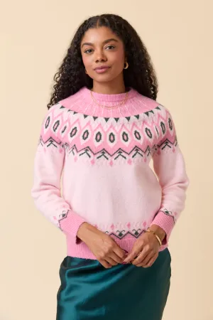 Isadora Pink Fair Isle Sweater Dad Core Wrinklefree