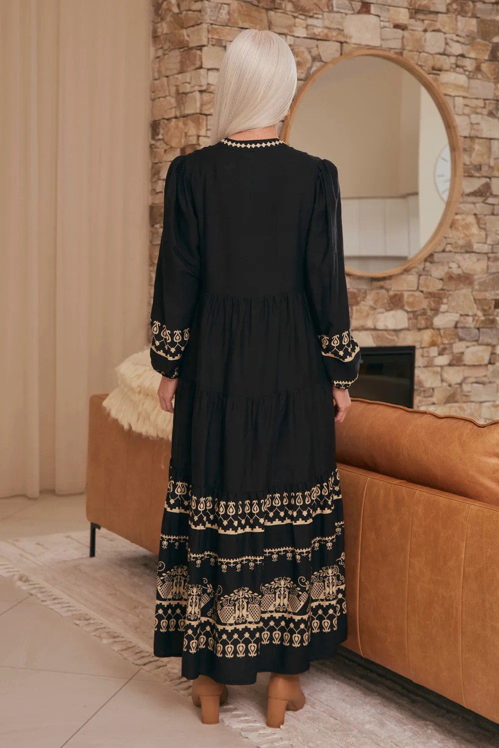 Bold Touches Street Style Sabre V-Neck Dress in Baroque