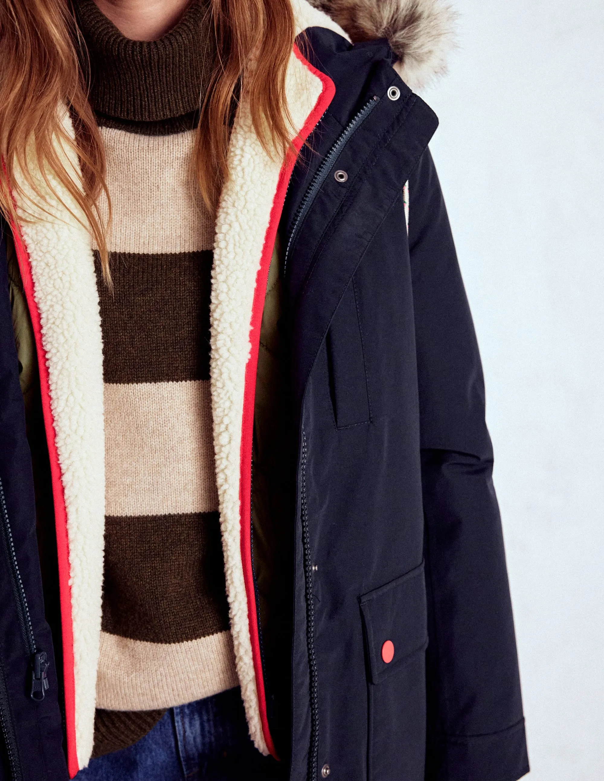 4-In-1 Hooded Parka-Navy, Green, Natural Borg Lightweight Packability