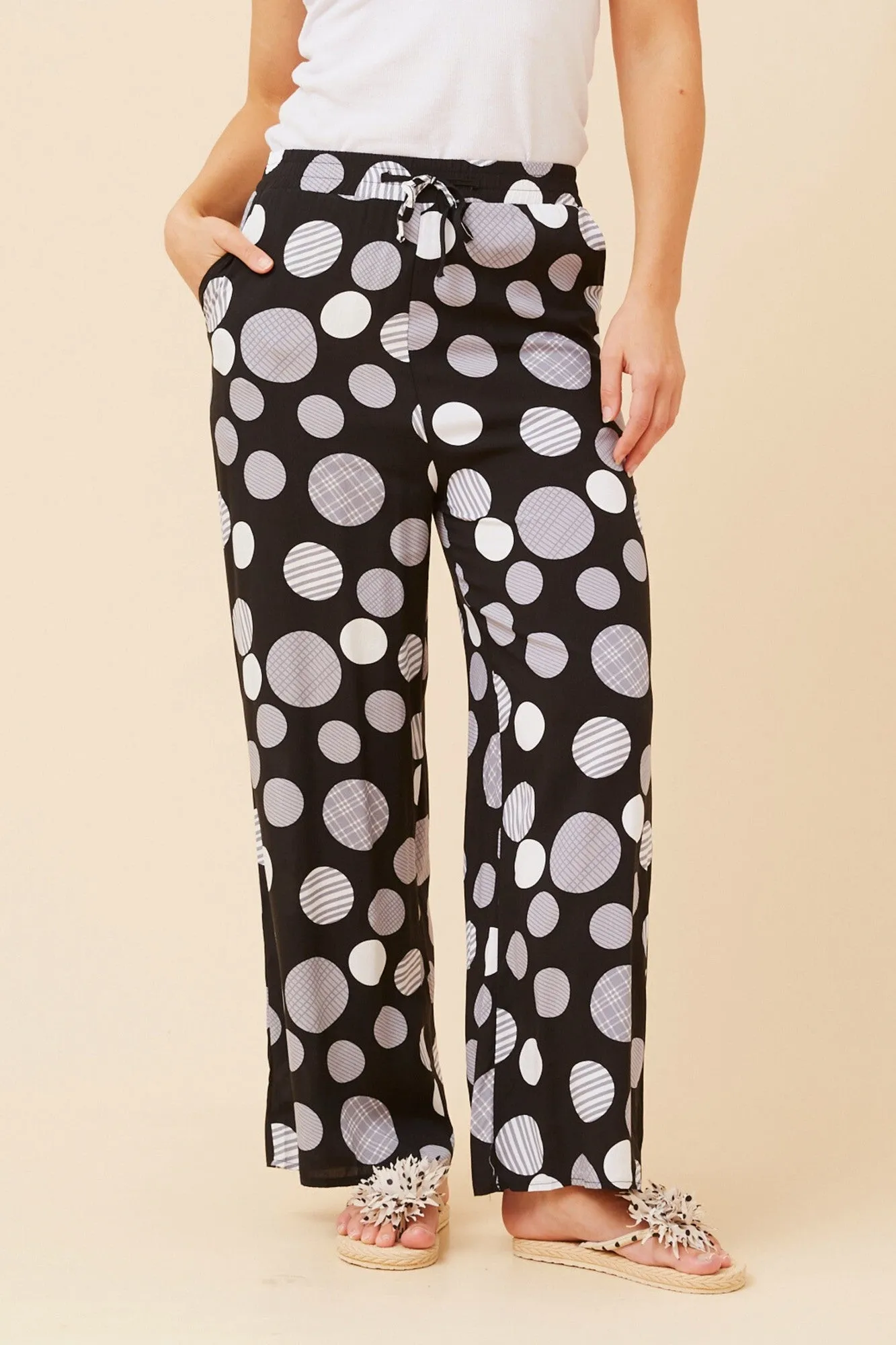 SUZZEL POLKA DOT PRINT PANTS Eco Friendly Dye Process UVProtectionCoating
