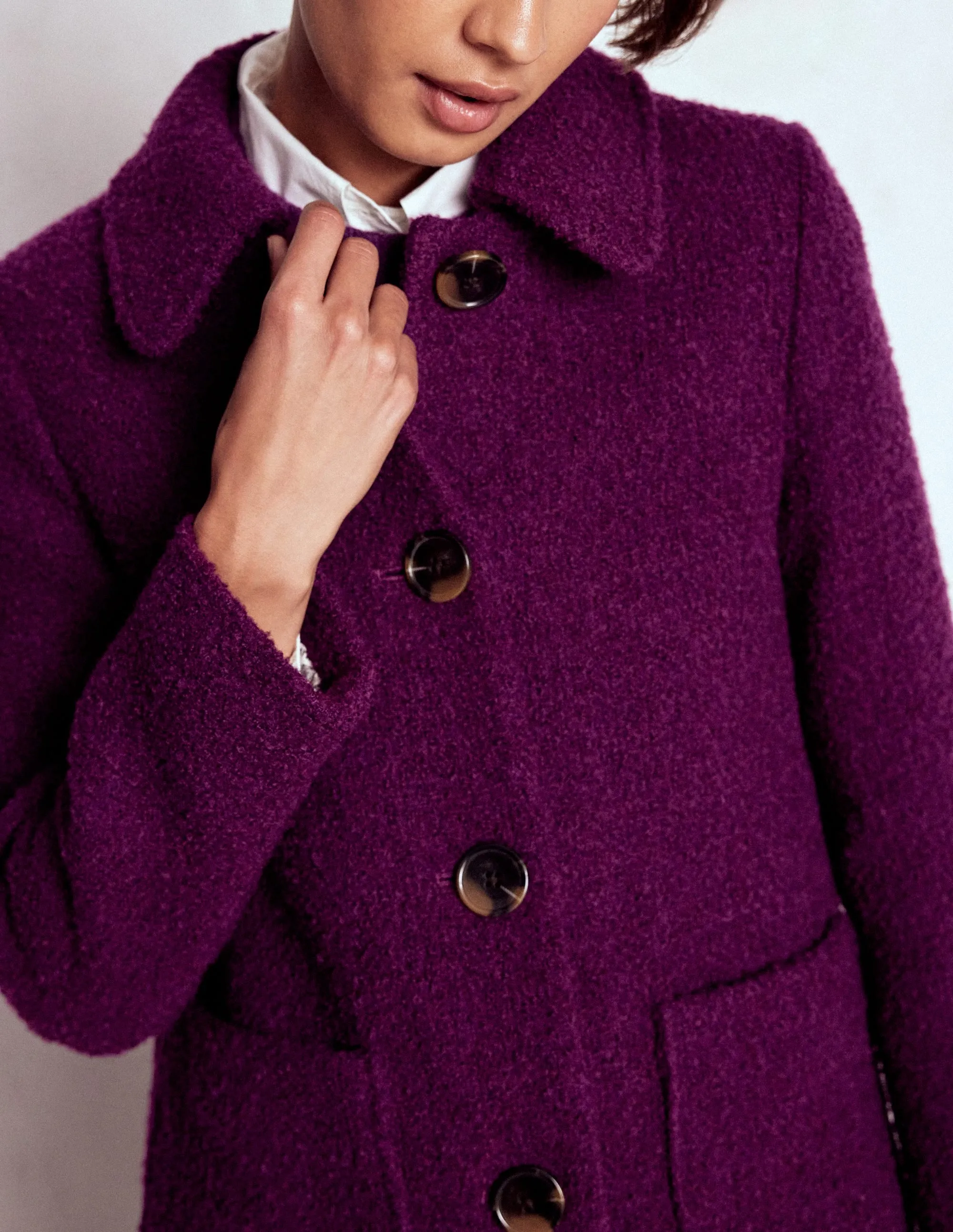 Heavyweight Durability Nylon Cover Carlisle Wool Coat-Plum Jam