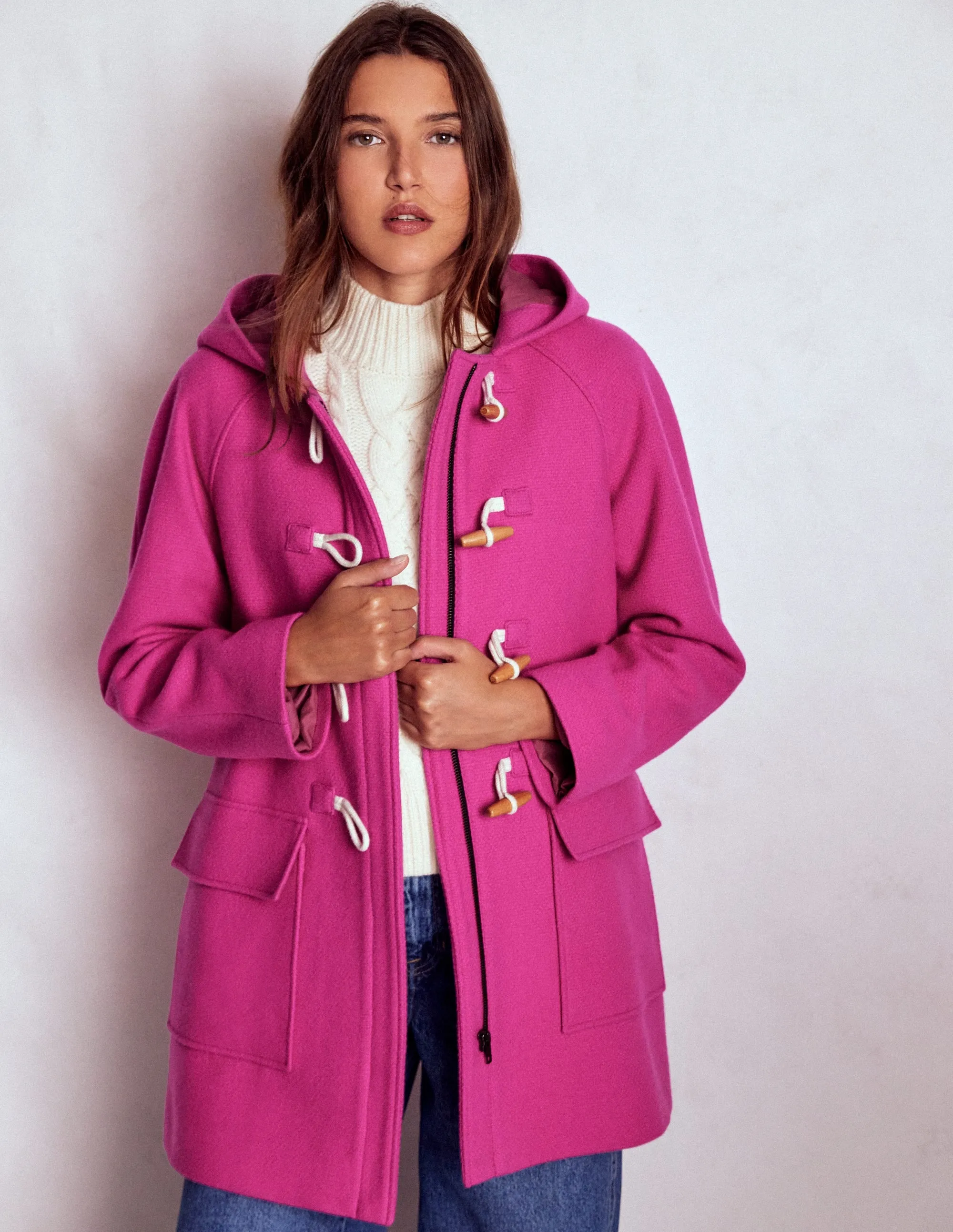 Swing Duffle Coat-Pink Peony BondedZipperGuards