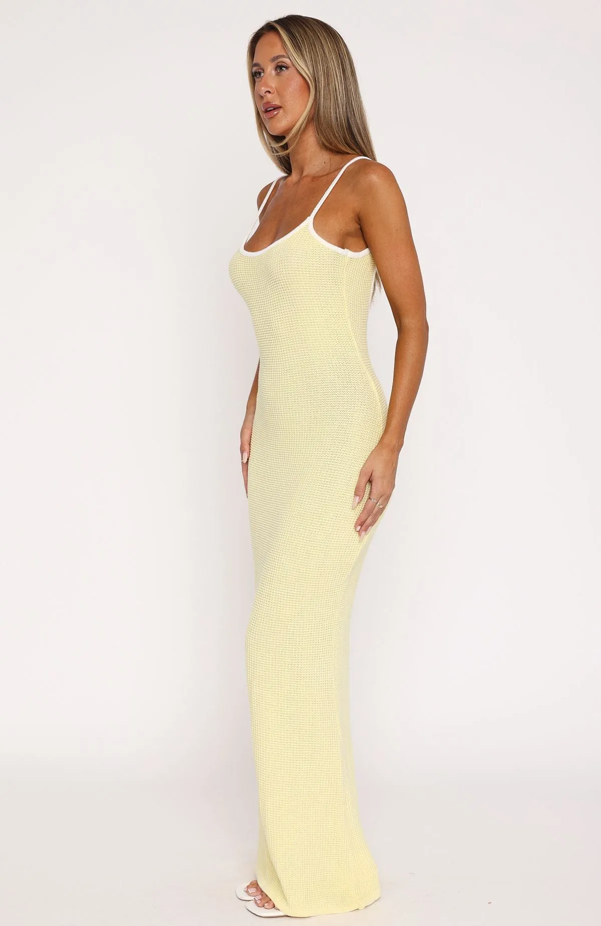 Comfy Detail Neat Finish Came A Long Way Crochet Maxi Dress Lemon
