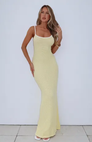 Came A Long Way Crochet Maxi Dress Lemon Light and Comfortable