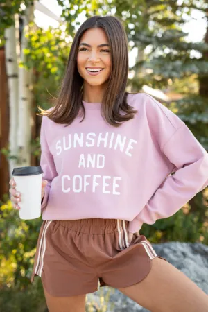 Sunshine and Coffee Mauve Graphic Sweatshirt Trendy Jacket