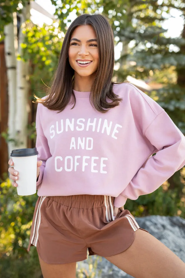 Sunshine and Coffee Mauve Graphic Sweatshirt Trendy Jacket