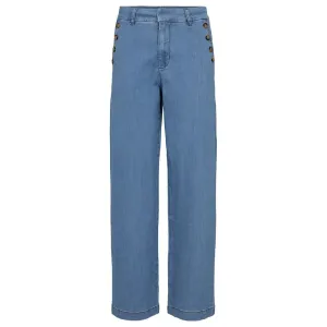 Beach Day Winter Warmth Classic Vintage Lover Teen Outfit Numph Womens Jeans Amber Pants With Buttons Long Light Denim Blue 1