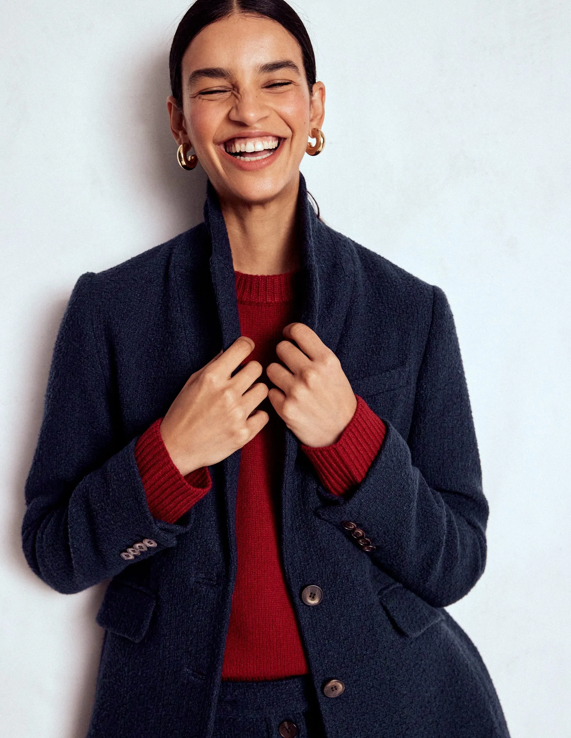 Hypoallergenic Interior Layer Stamford Texture Blazer-Navy Texture