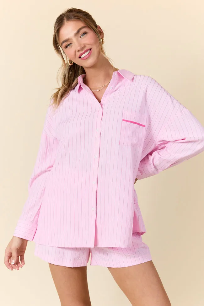 Take It Slow Pink Pinstripe Lounge Set SALE UltraSoftFinish Music Mood