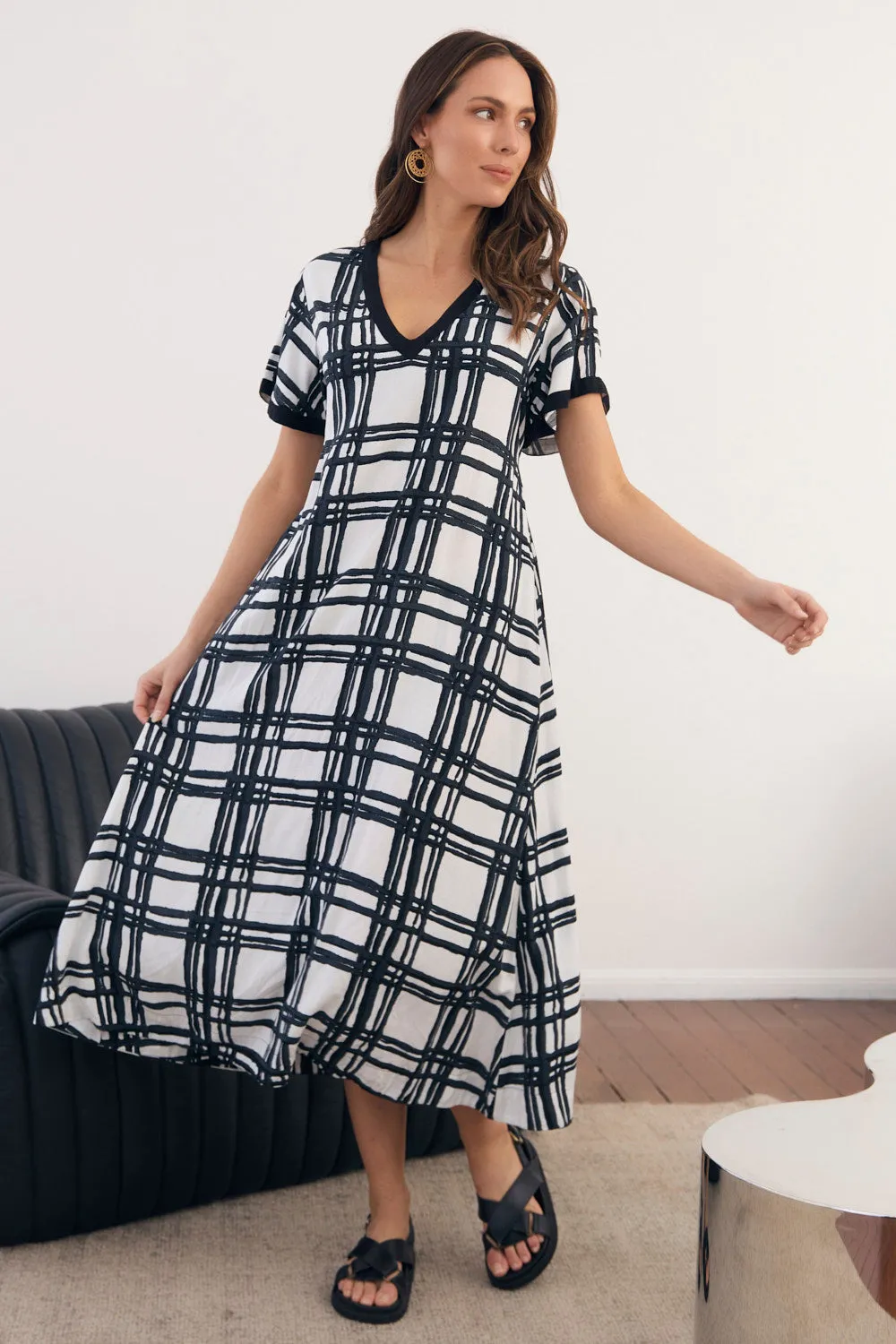 Tamryn Dress in Check It Out Stylish Waist Fit Relaxed Layers