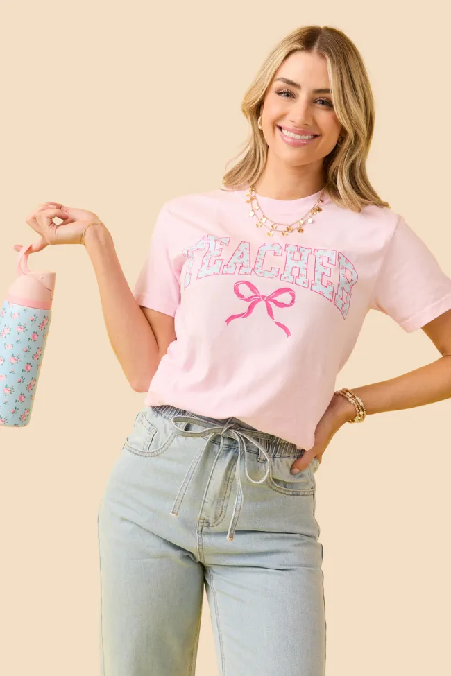 Seamless construction Teacher Block Florals Light Pink Graphic Tee