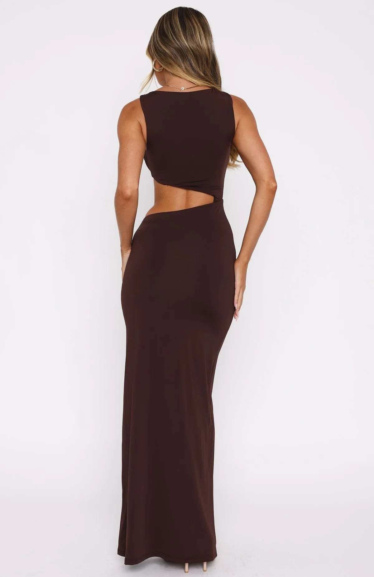 Contrast-Lining Tell Me To Stop Maxi Dress Chocolate