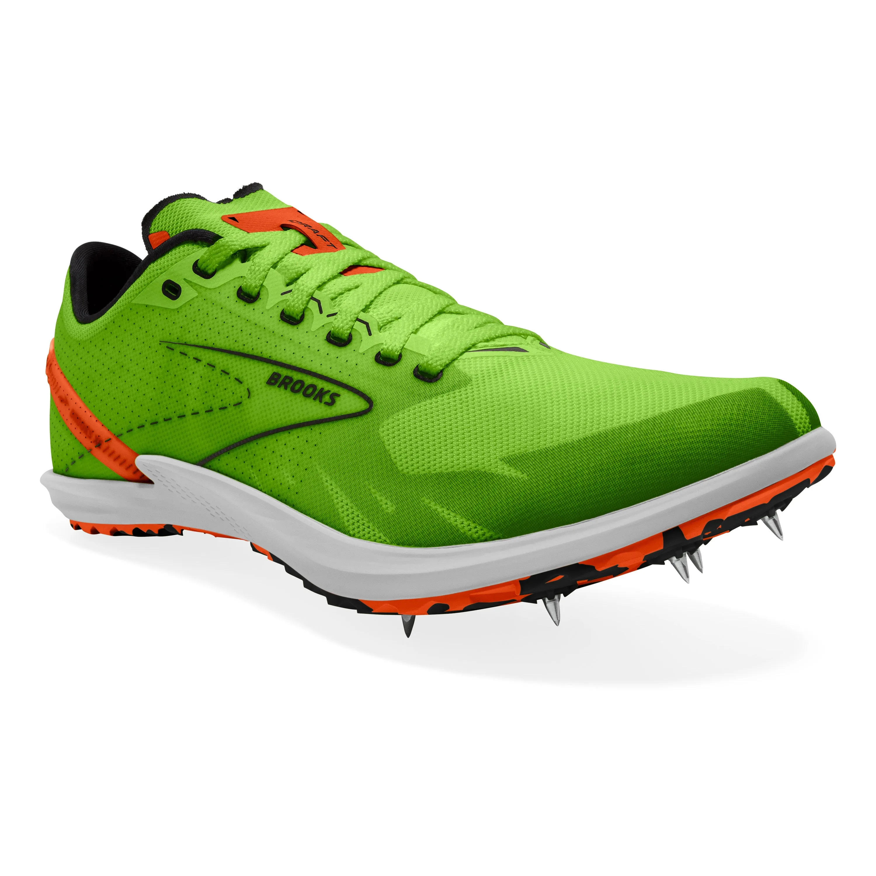 kids' Brooks Unisex Trainer Draft XC Green Gecko/Red Orange/White