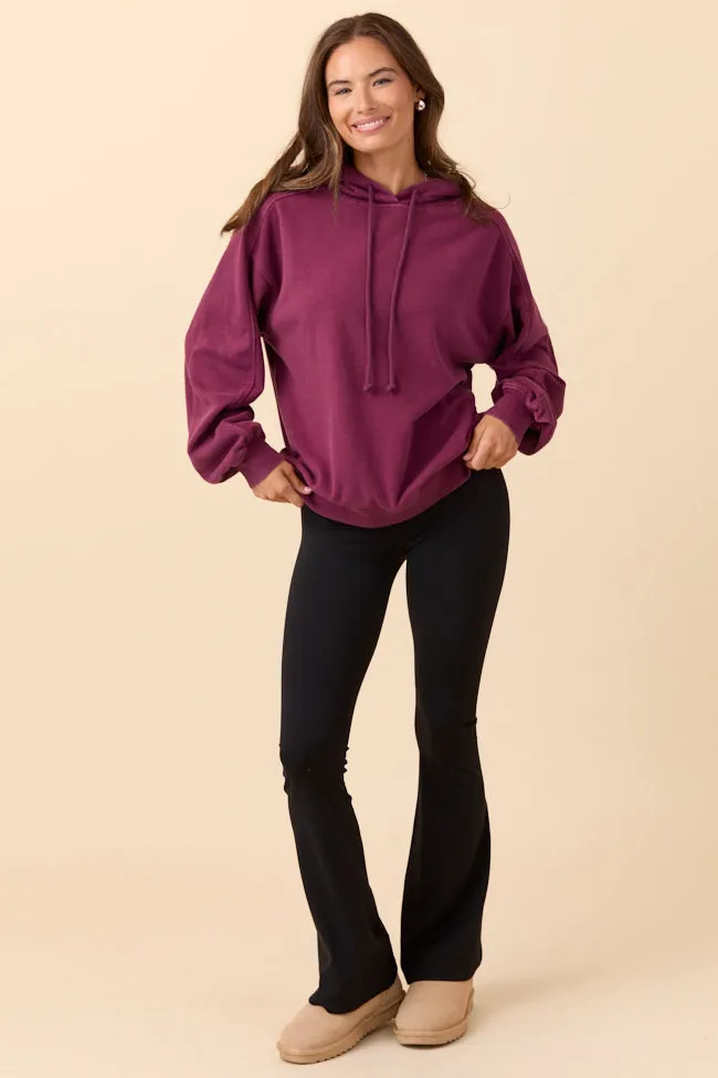 Tammie Dark Cherry Long Sleeve Oversized Hooded Pullover SALE Formal Look