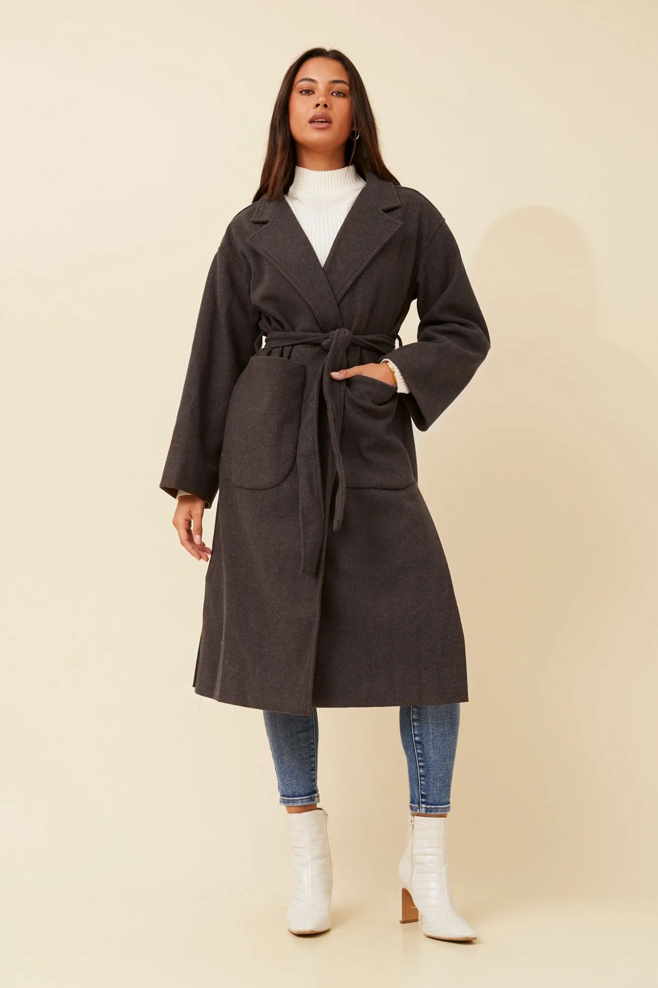 TEMPEST LONG-LINE SOLID COAT ContouredShoulderFit