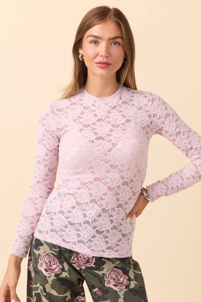The Nicks Long Sleeve Pink Floral Mesh Crewneck Top Just Classically Cassidy X Pink Lily Wide Glow