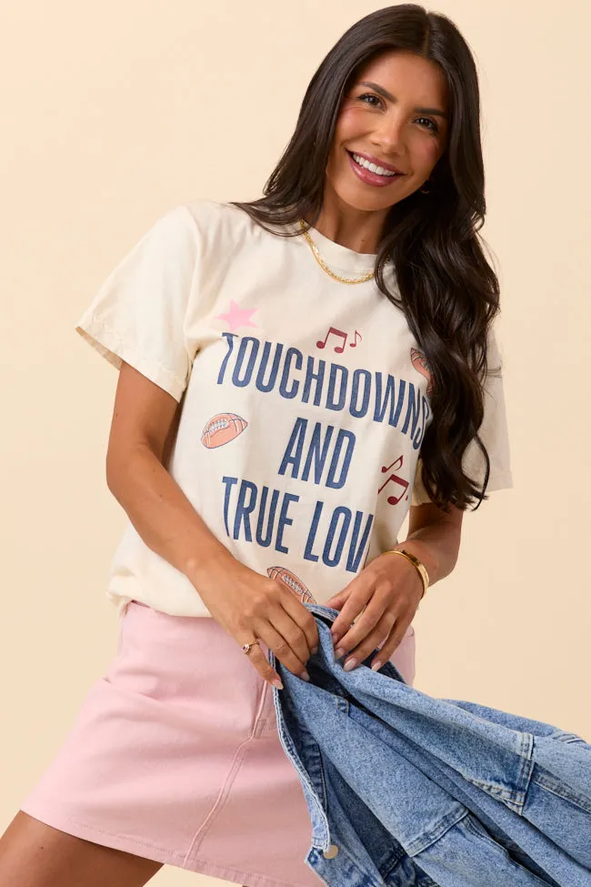 Touch Downs And True Love Ivory Graphic Tee BreathableMesh Commute Ease