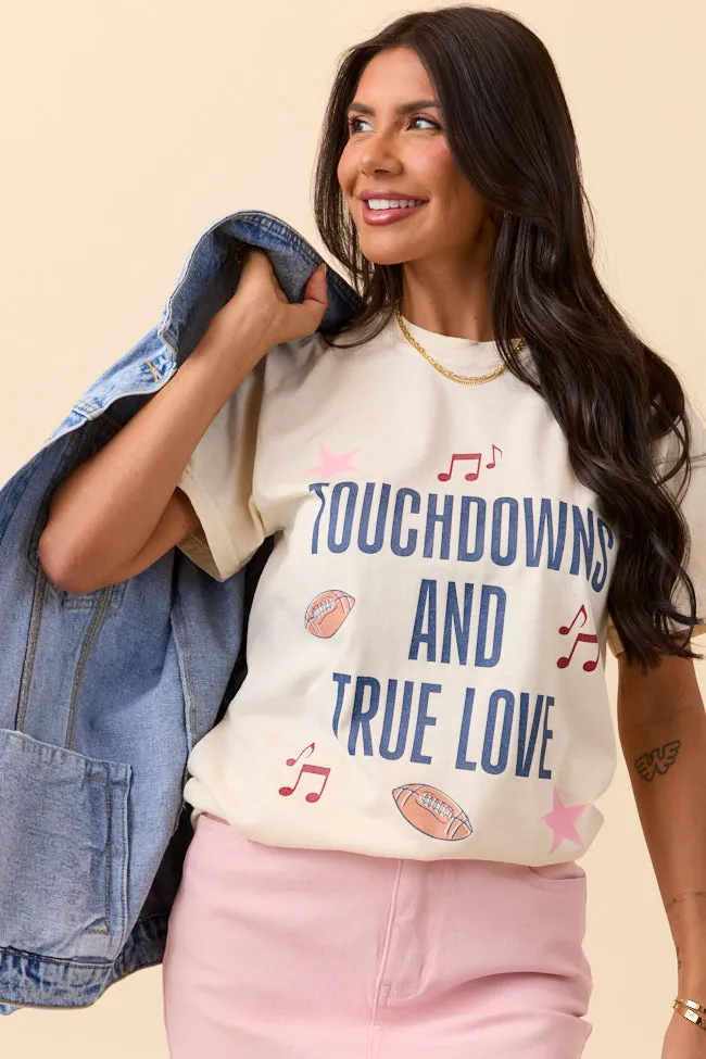 Soft Jacket Comfortable Design Touch Downs And True Love Ivory Graphic Tee