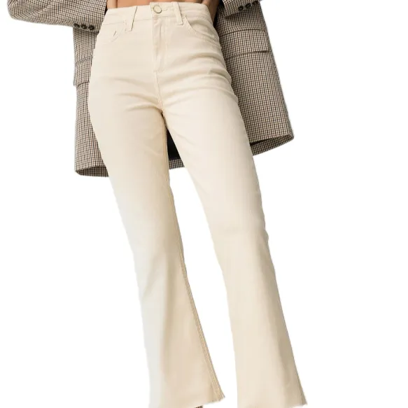 Everyday Fashion Tiffosi Womens Megan Cropped Flare Jean Beige