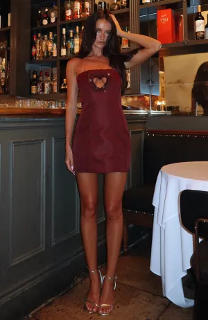 I Love You Embellished Strapless Mini Dress Wine Daily Flex