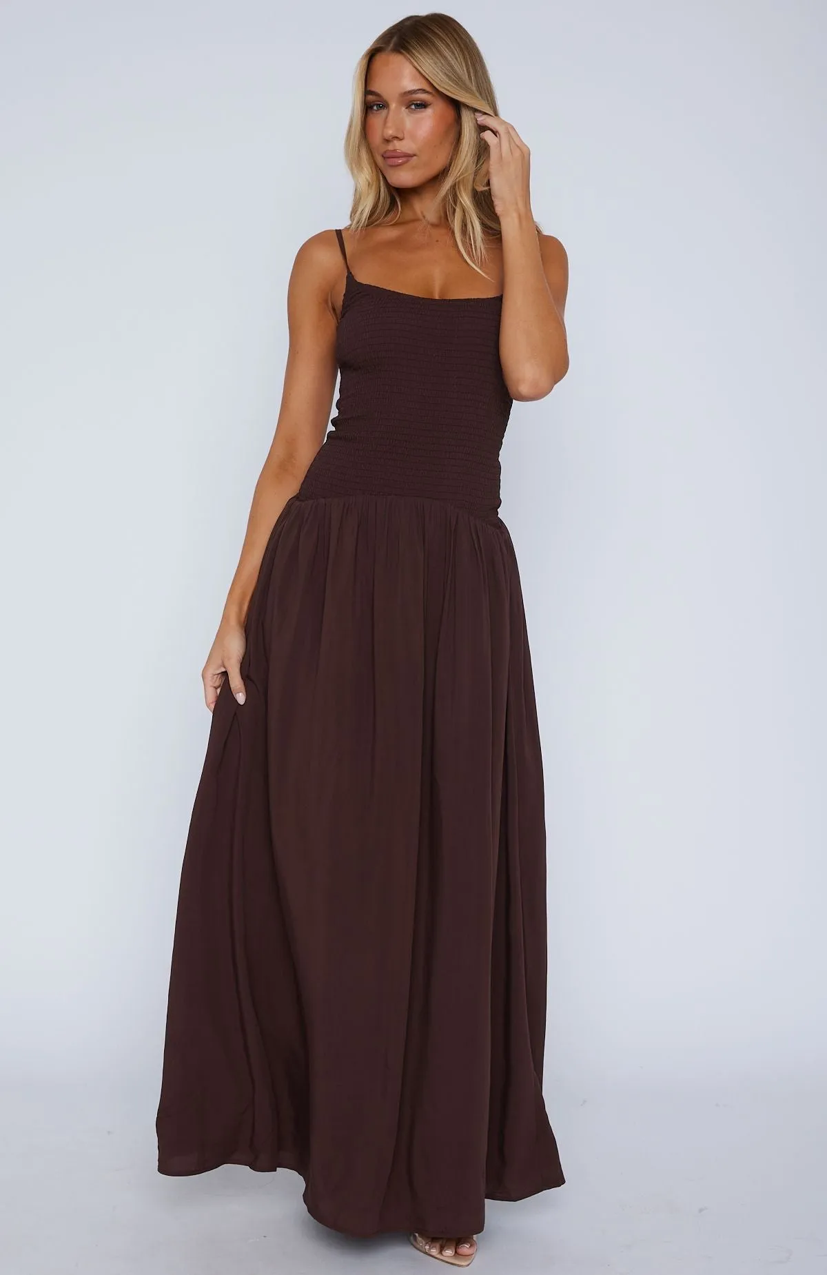 Too Many Questions Maxi Dress Chocolate Perfect Length Spring Ready