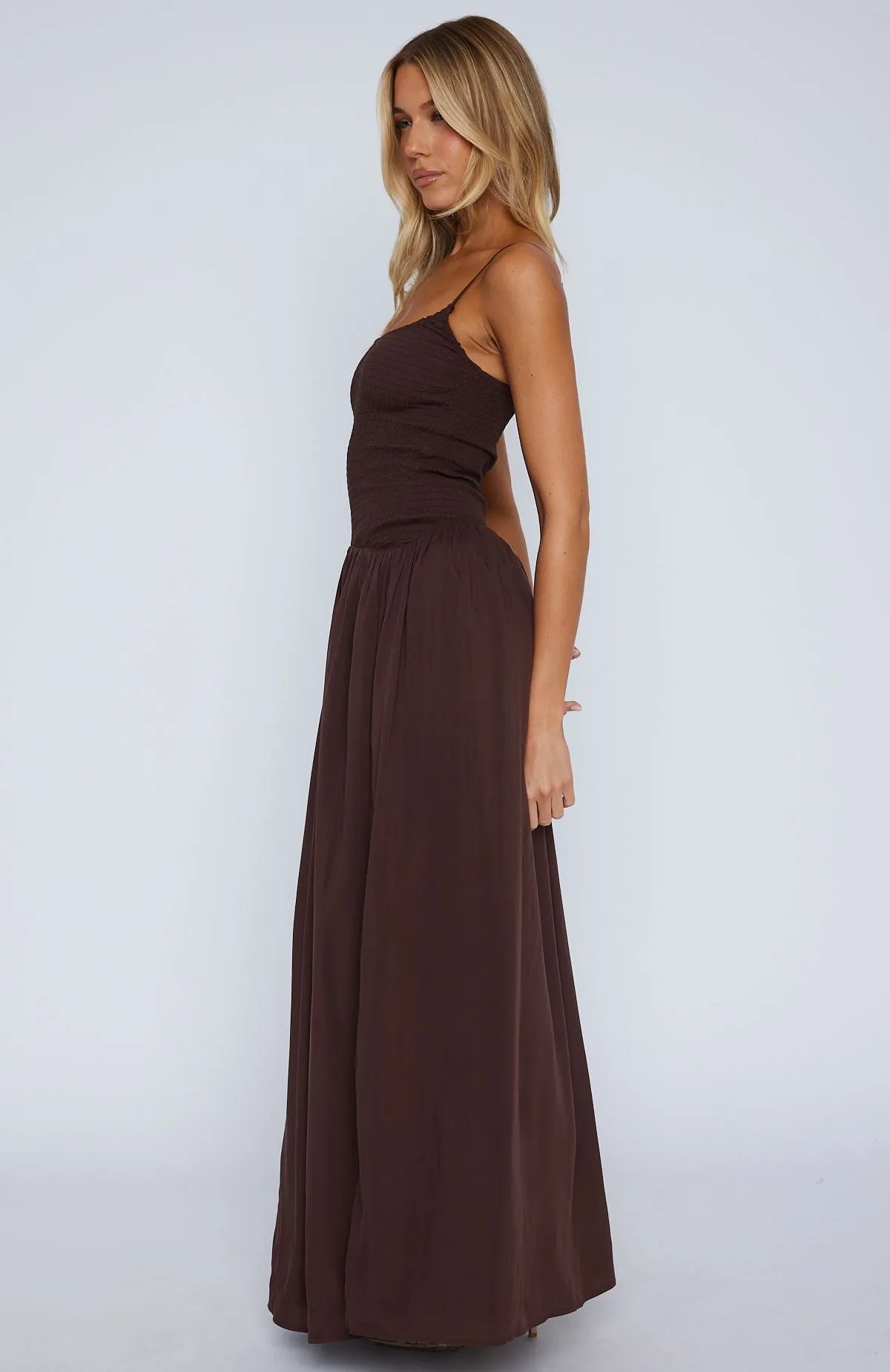 Sleek and Simple Stylish Pick Too Many Questions Maxi Dress Chocolate