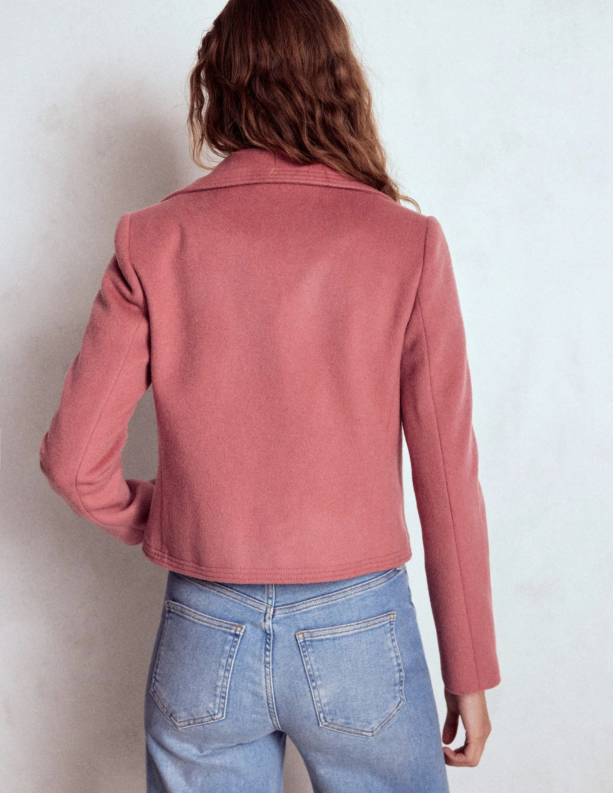 Topstitch Jacket-DUSTY PINK Ethical Manufacturing Seamless Technology