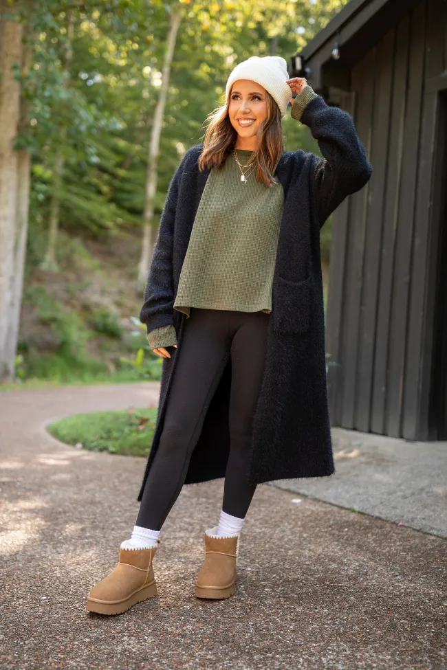 Dylan Waffle Knit Olive Green Pullover Emily Fauver X Pink Lily Light Sweatshirt