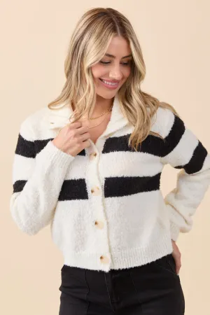 Picnic Fun Astrid Black And White Collared Sweater