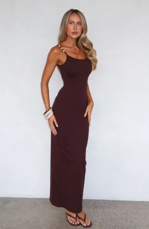 Lace Ease Flattering Design Trusting You Maxi Dress Dark Chocolate