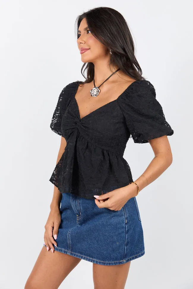 DurableBlend Icon Glow Twist On Things Black Bust Lace Blouse