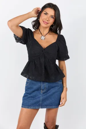 Twist On Things Black Bust Lace Blouse Strong Glow