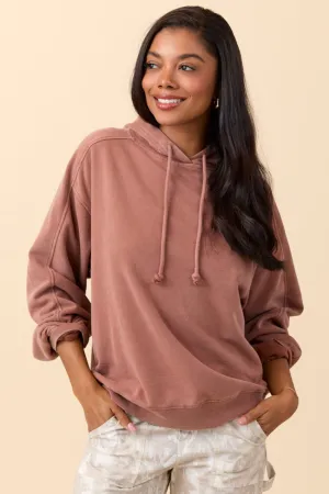 Cozy Pajama Set Tammie Chestnut Long Sleeve Oversized Hooded Pullover SALE