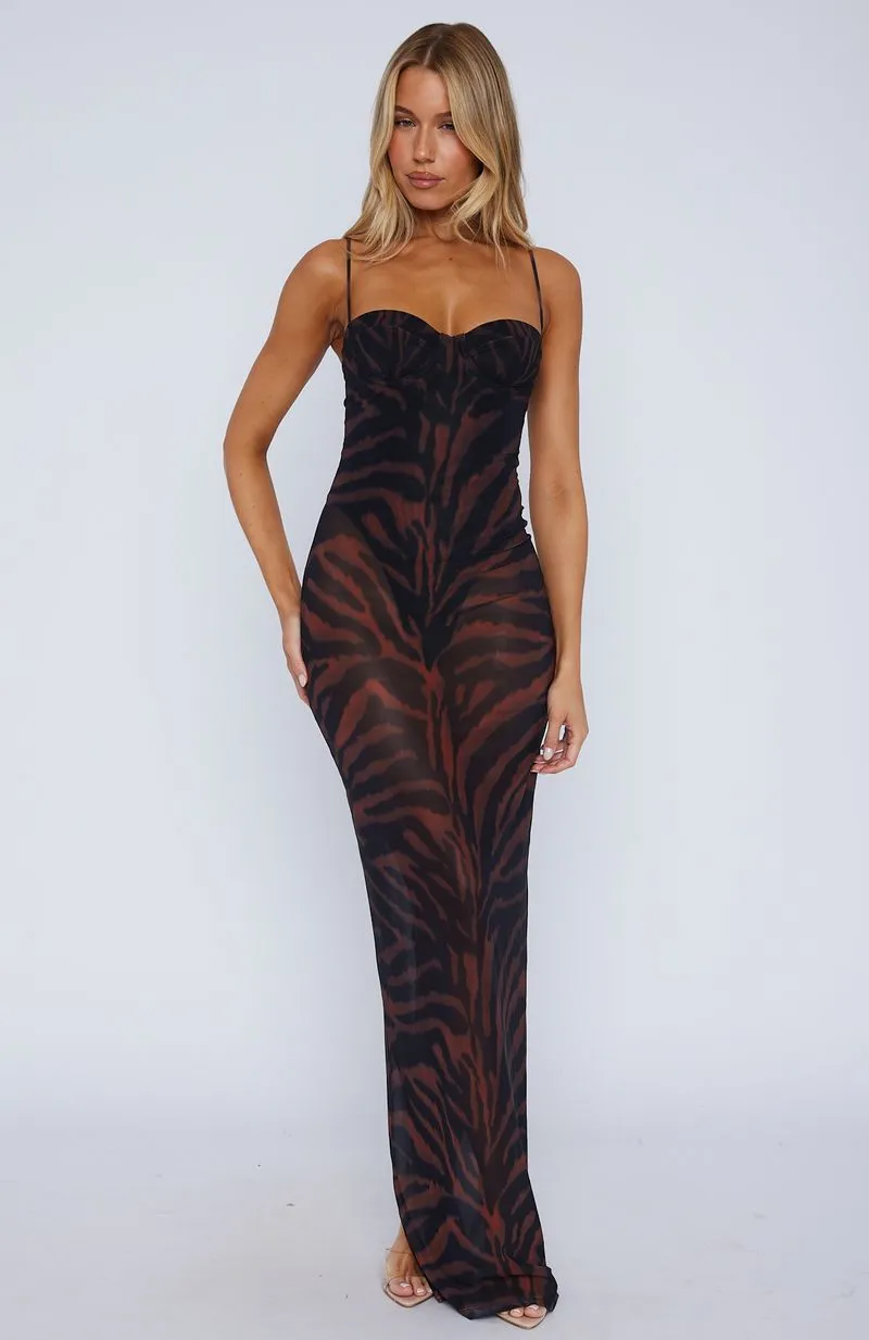 Beauty Zone Dream Of Me Maxi Dress Amber Zebra