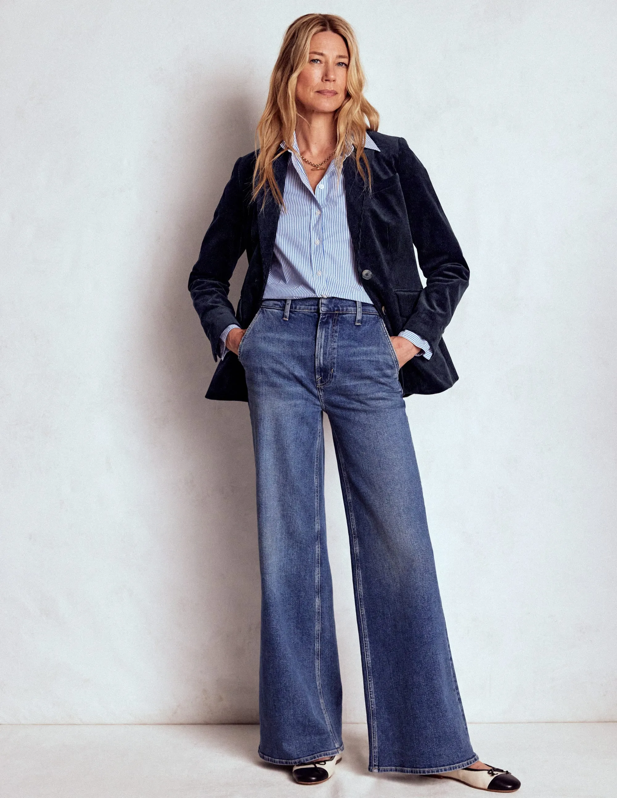 Stamford Cord Blazer-Navy Elastic Binding MultiPocketLayout