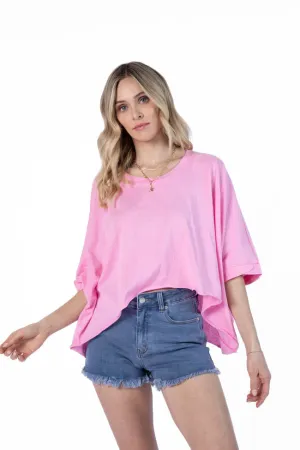 Unique Cut Great Days Ahead Pink Asymmetrical Hem Tee SALE