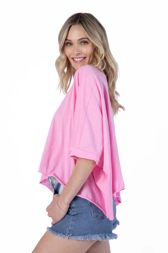 Great Days Ahead Pink Asymmetrical Hem Tee SALE Casual Trend