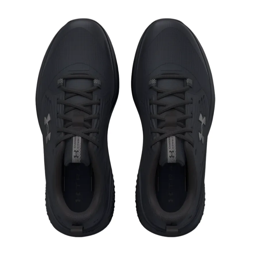 Under Armour Mens Trainer Charged Commit TR4 Black Comfort-focused basketball player shoes